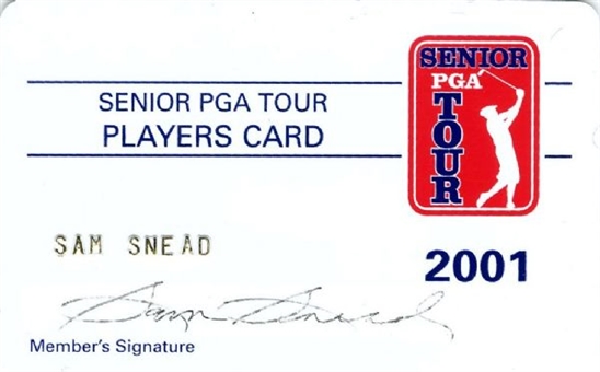 2001 Sam Snead Signed Senior PGA Tour Players Card